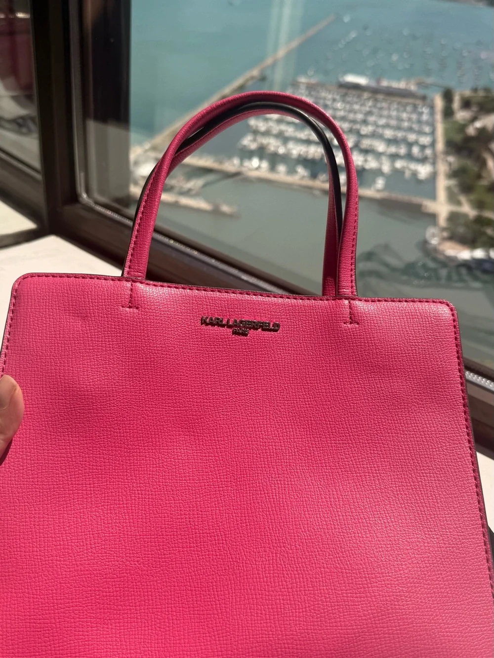 Red/Pink Structured Tote Bag by Karl Lagerfeld